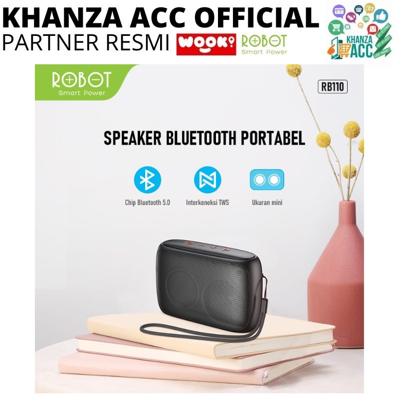KHANZAACC ROBOT RB110 Speaker Bluetooth 5.0 Mini Portable Support Micro SD &amp; USB