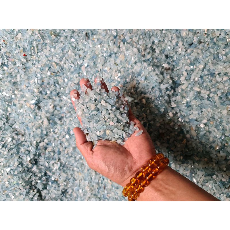 Batu Aquamarine Chips 500grams Batu Asli