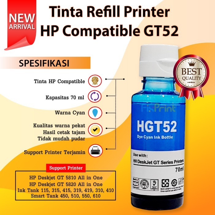 Tinta Compatible GT51 GT52 refill cartridge Printer HP 680 678 802 682