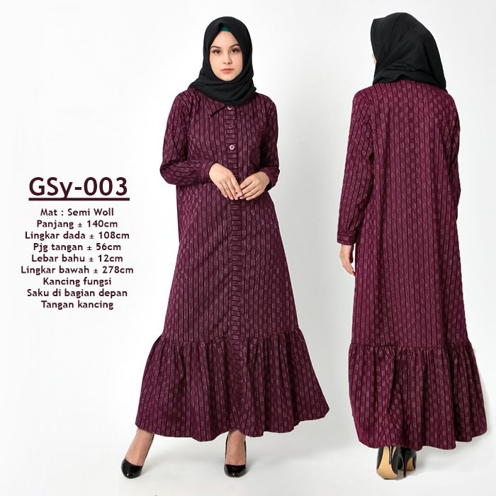 Baju Gamis Motif bahan Semiwoll Tebal atau Longdress Musmilah - GSy