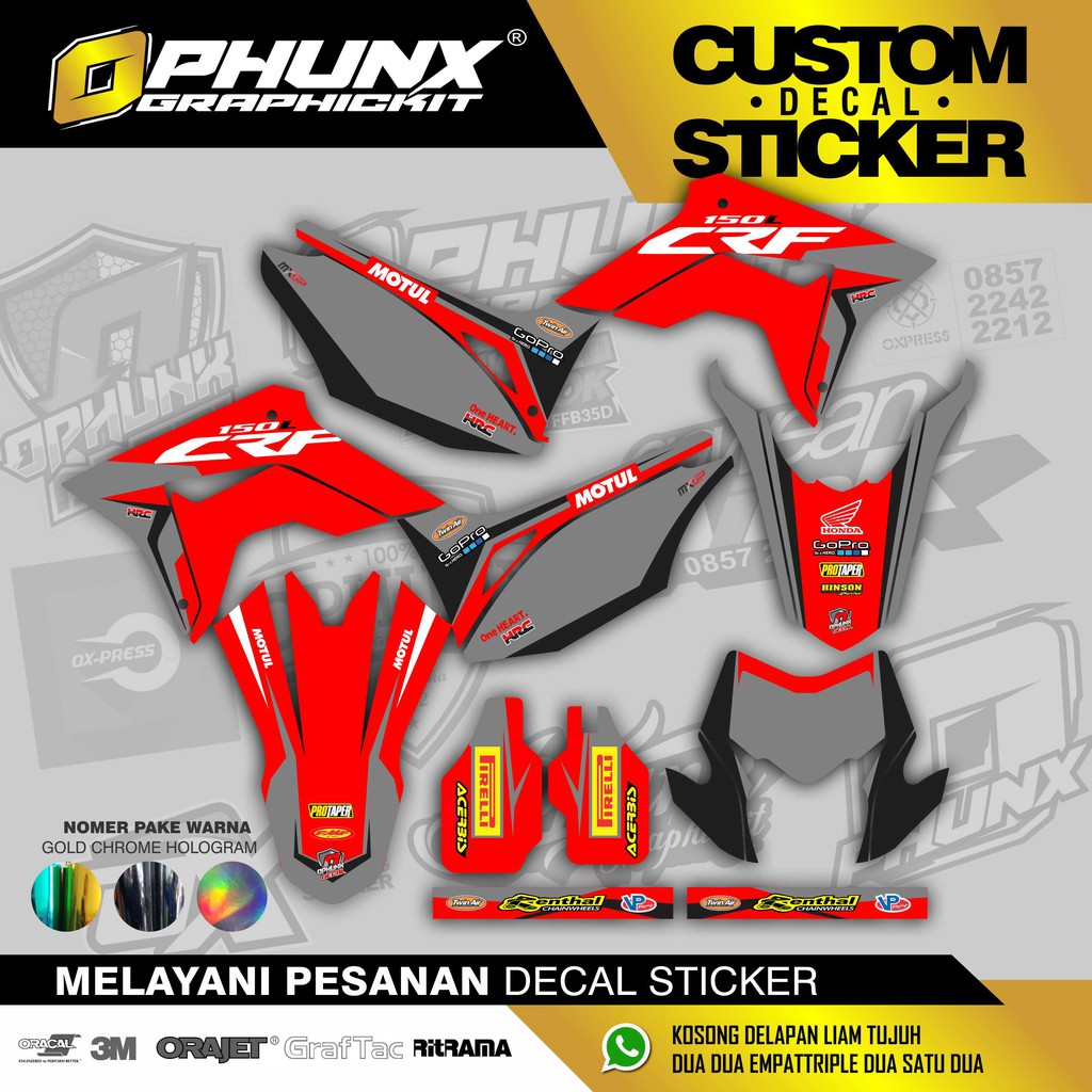 STICKER DECAL CRF 150 L Nomer pake Warna Gold