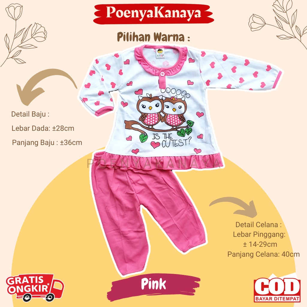 Setelan Baju Bayi Piyama Bayi Panjang Perempuan OWL RIFKY 6-18 bln SPY91