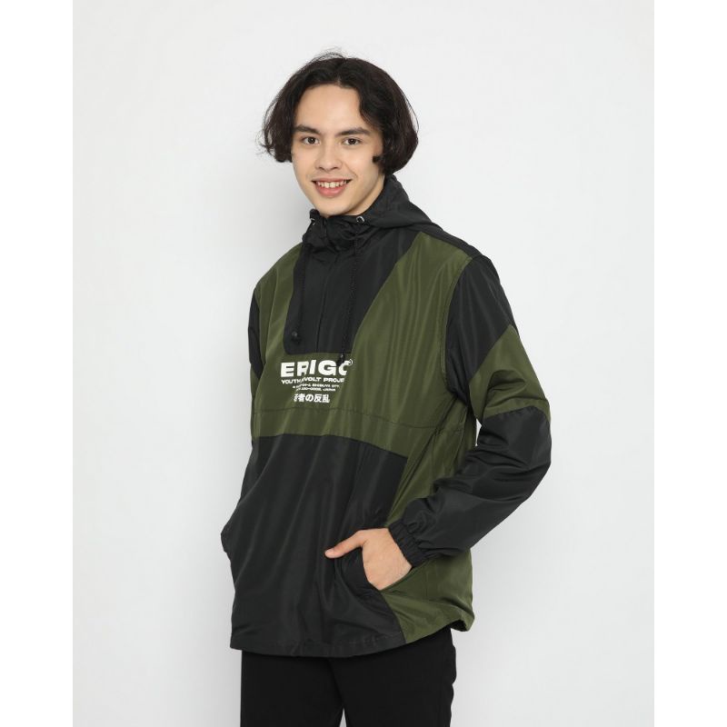 [12.12] Jaket Erigo pullover hoodie azuki olive waterproof Original seperti jas hujan