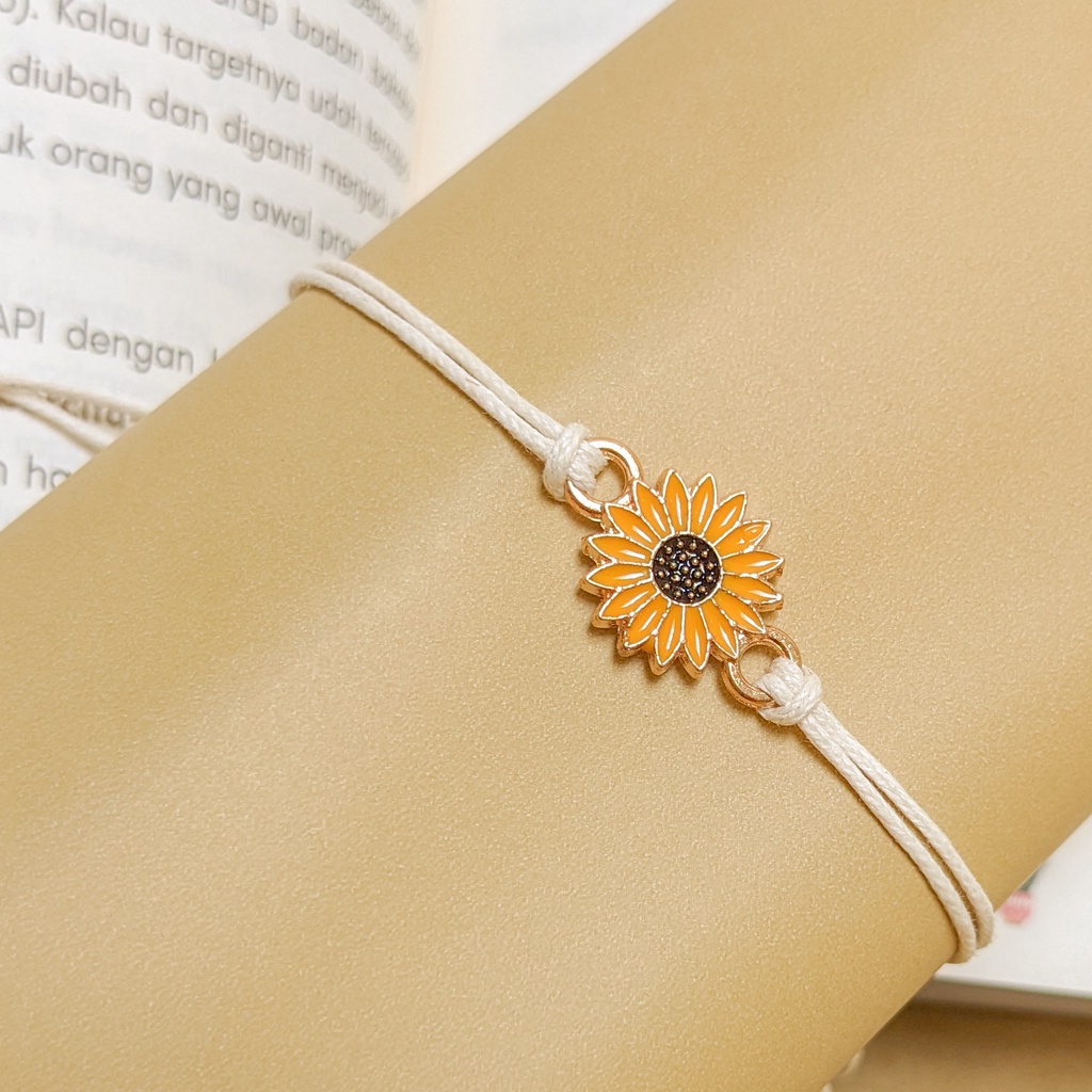 Gelang Tali Korea Persahabatan Bunga Matahari Cypsela Series-WHITE