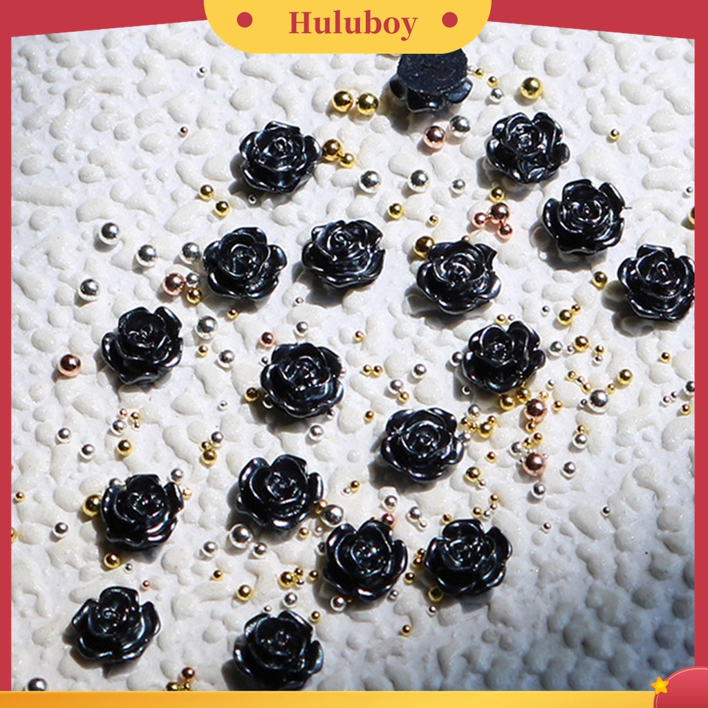 Huluboy Huluboy♡ 50pcs / Kantong Ornamen Bunga Camellia Hitam Tiga Dimensi Untuk Dekorasi Kuku Wanita