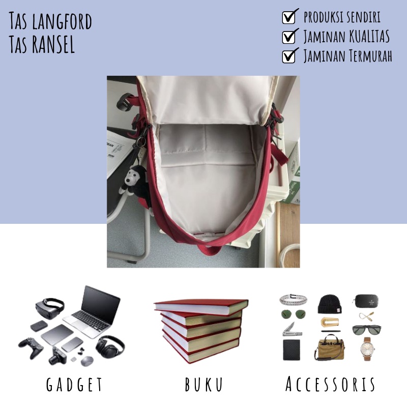 Tas Ransel Punggung Backpack Kanvas Bahu Simple Kekinian Model Kasual Termurah Gaya Terbaru Korea Remaja Travel Pria Wanita Cewek Cowok