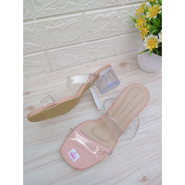 Sandal wanita heels kaca EFELINE RASHEL