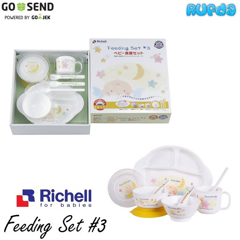 Richell Feeding Set 3 Set Perlengkapan Makan Bayi Lengkap Komplit Cocok untuk Kado