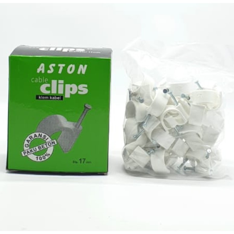 Aston 17mm Klem Kabel Paku Beton Garansi 100% 50 Pcs