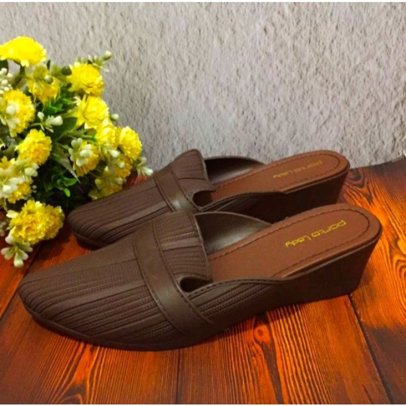 SEPATU SANDAL WANITA PORTO LADY SANDAL SLOPJELLY KARET PEREMPUAN TERBARU MODEL KOREA WEDGES WANITA KEKINIAN NYAMAN