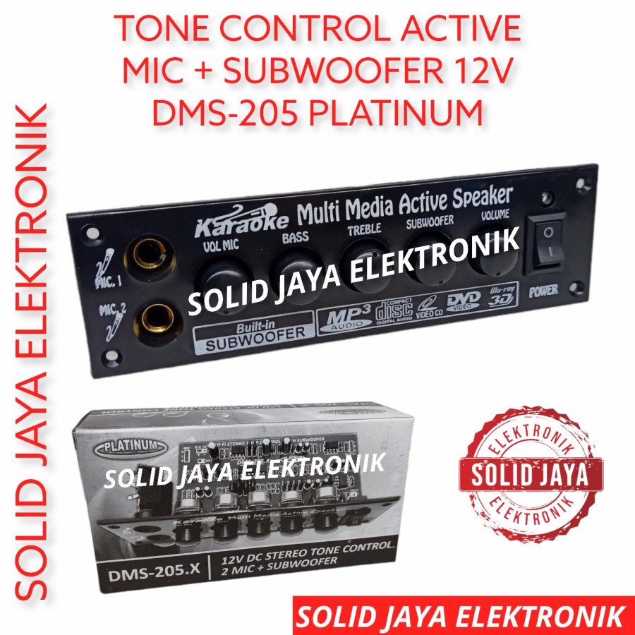 KIT TONE CONTROL AKTIF 12V DC DMS205 KONTROL HI FI STEREO SUBWOOFER SUB MIC MIC KARAOKE 12 VOLT V DCAKI ACCU 12VOLT PLUS PANEL X DMS 205 DMS-205 PLATINUM ASLI ORIGINAL