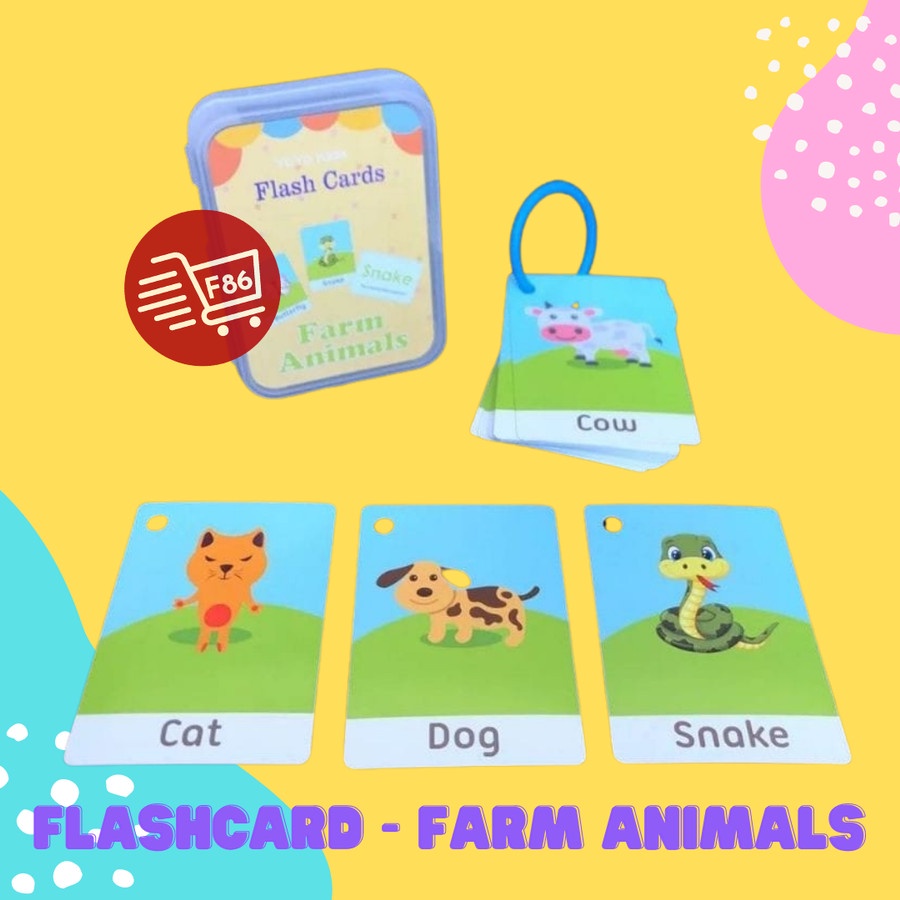 Mainan Edukasi Anak Flashcard Zoo Animals / Farm Animals / Sea Animals Flashcard Inggris