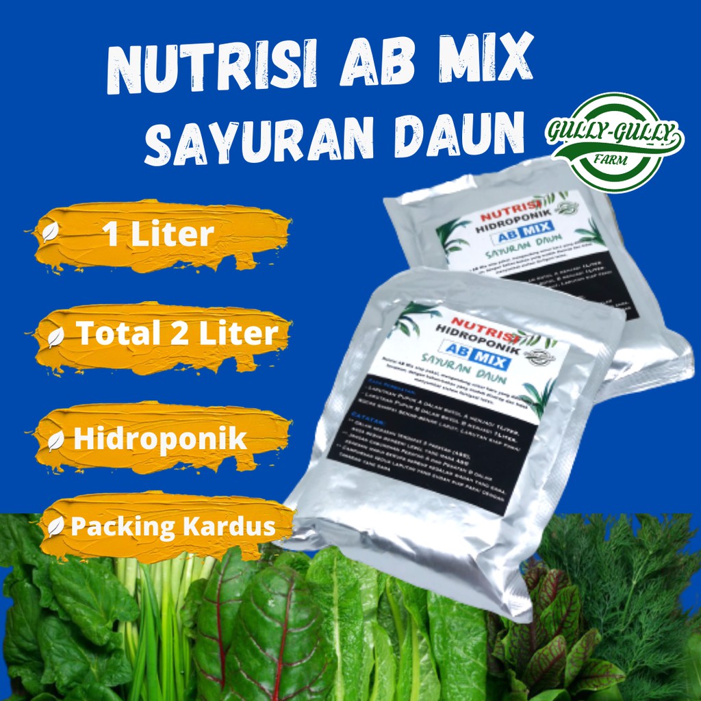 Nutrisi Pupuk Hidroponik AB Mix Sayuran Daun 500gr 2 Liter (1 Liter Pekat)