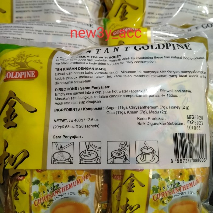 

B062 Goldpine Instant Crysanthemum Tea With Honey Teh Krisan Instan - Madu g054S