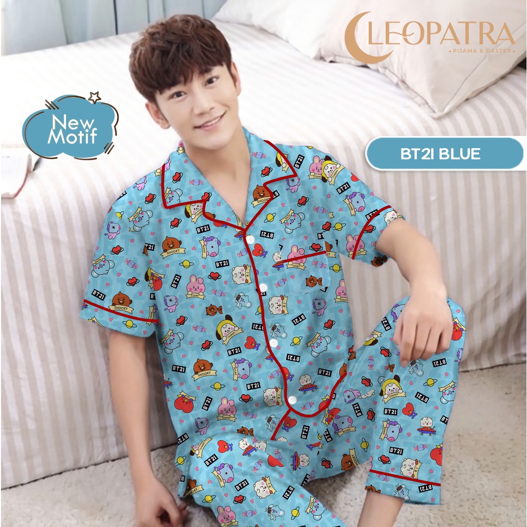 Cleopatra Piyama Jumbo Remaja Dewasa Pria Size XXL Aneka Motif Karakter Baju Tidur Lengan Pendek Celana Panjang