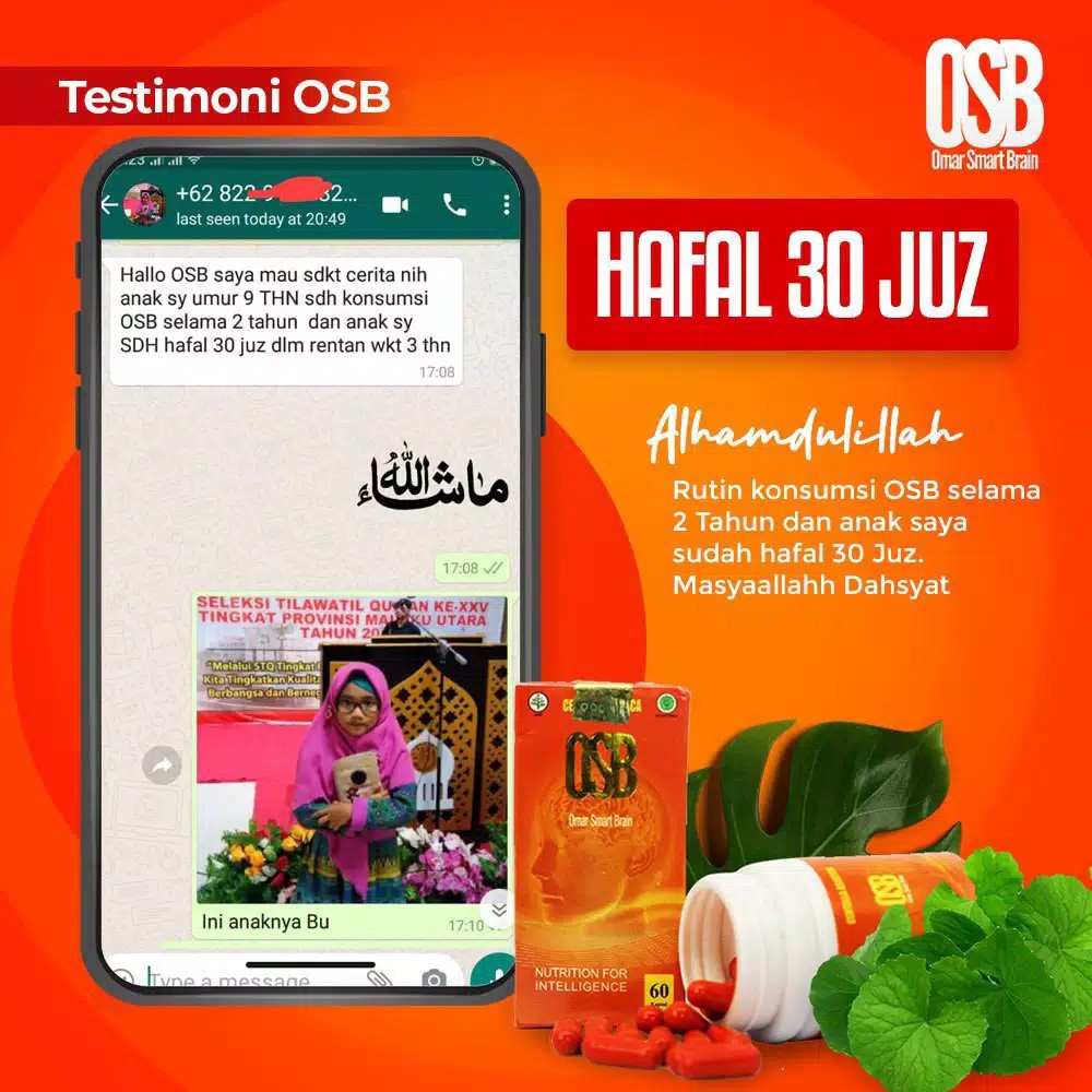 OSB Vitamin Otak Anak dan dewasa Omar Smart Brain Kapsul 100 % Produk Asli &amp; Original