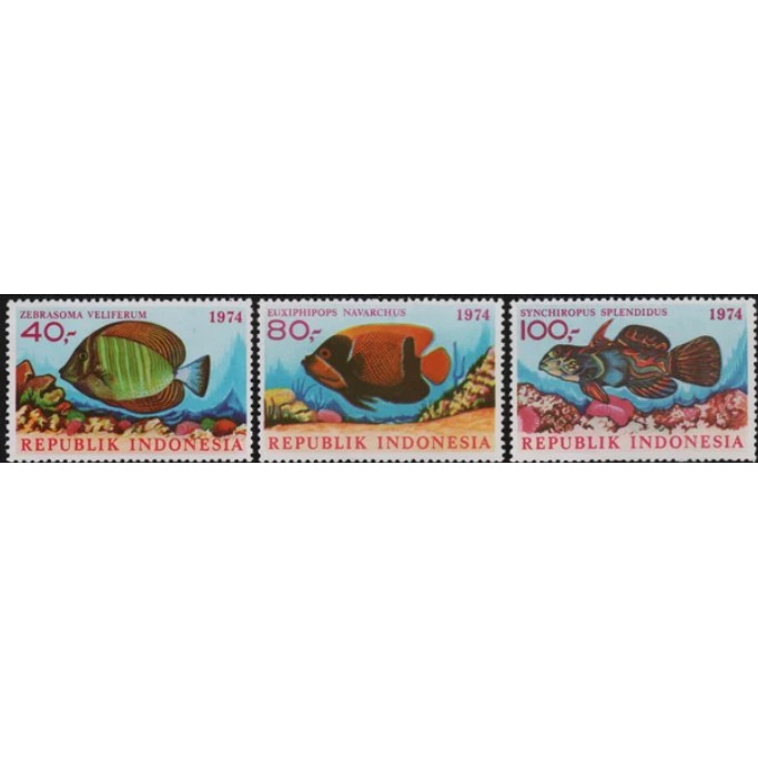 

Perangko Filateli J15 Indonesia MNH 3v 30.10.1974 Seafishes