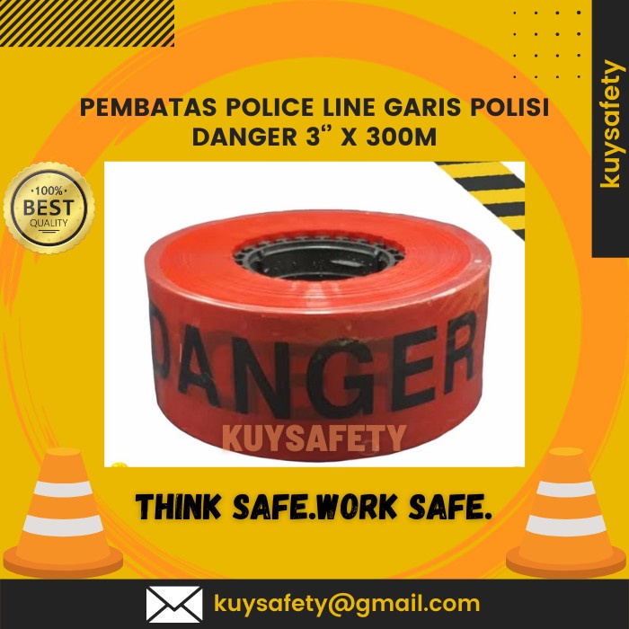 

Pembatas Police Line Garis Polisi DANGER 3‘’ x 300m