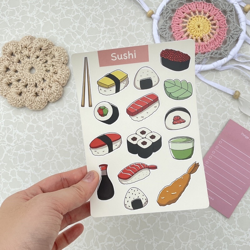 

Sticker A6 sushi edition | sticker jurnal decor note tahan air