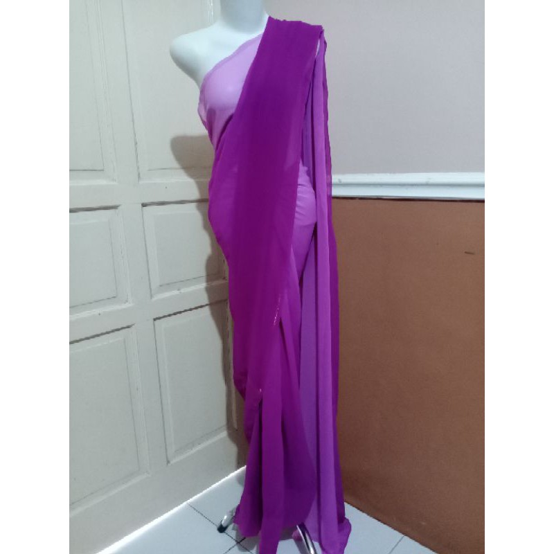 Baju india sari india gradasi ungu