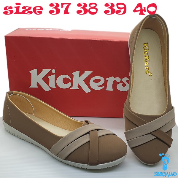 Flatshoes Sepatu Wanita Kickers |  Sepatu Casual Wanita Tanpa Tali silang