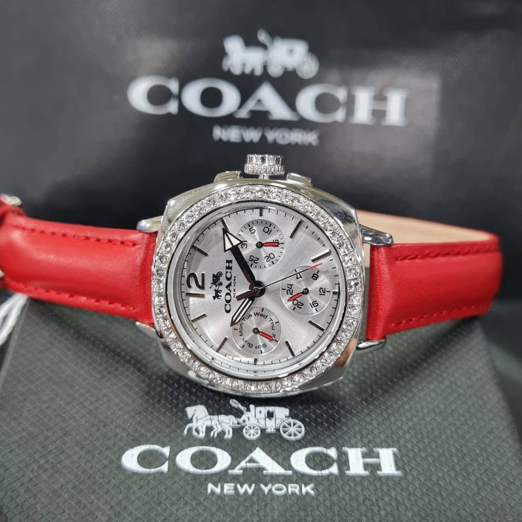[ COACH ORIGINAL - GARANSI ] JAM TANGAN WANITA JAM TANGAN COACH STRAP KULIT POLOS LEATHER + BOX ORI
