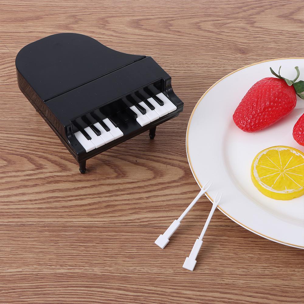 Solighter 1set Anak Buah Garpu Hadiah Dessert Plasic Tableware Reusable Kartun Kreatif Piano