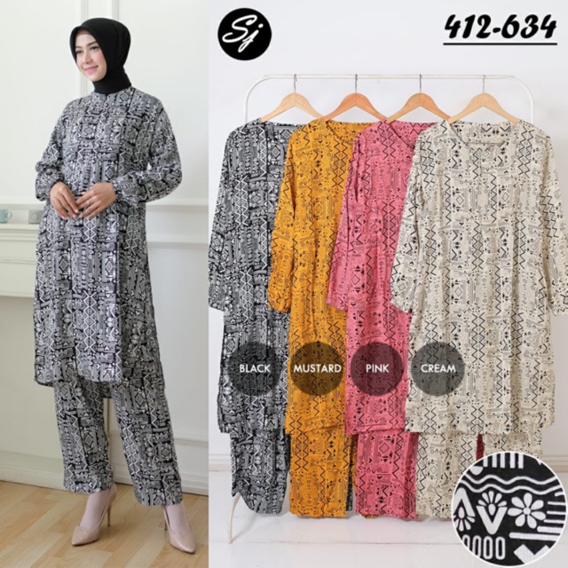 PIYAMA TUNIK  BUSUI Panjang Motif Etnik  Shopee Indonesia