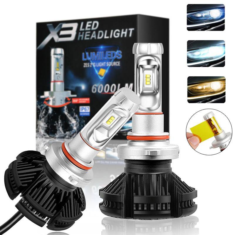 Lampu LED Headlamp Mobil H4 X3 Best Quality 3 Warna