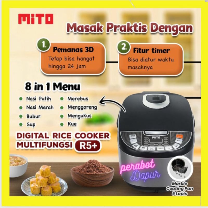 Jual Mito Rice cooker Digital Serbaguna Mito R5 plus Ricecooker low
