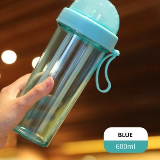 BOTOL DUA SISI Bottle Travel 600ml Botol Minum Dua Sisi Sedotan Botol Air Minum Transparan