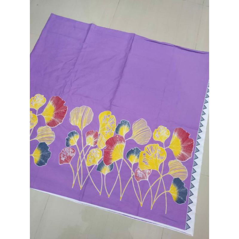 kain batik solo motif bunga Daun Kuning dasar ungu