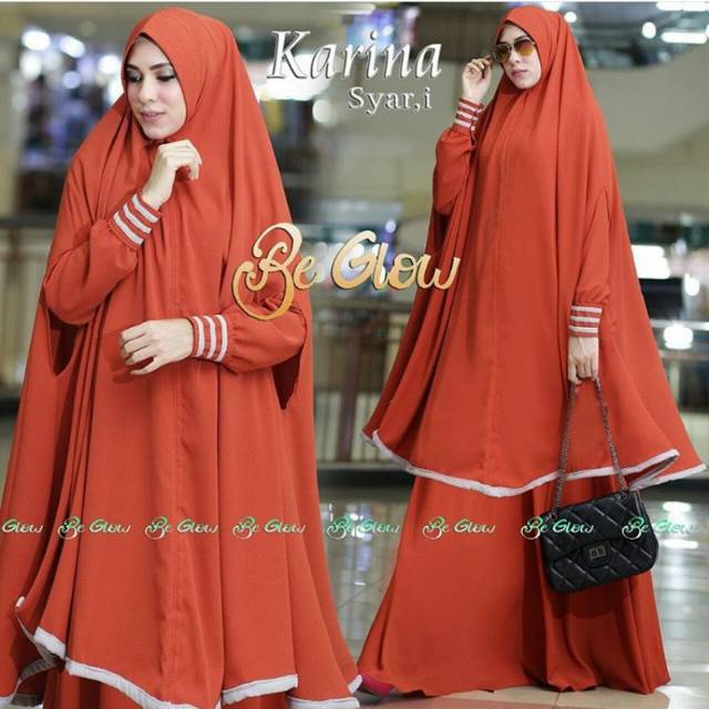 TOTOTAshop.KARINA SYARI'I maxi tgn pjg busui,pinggang blkng karet+Bergo