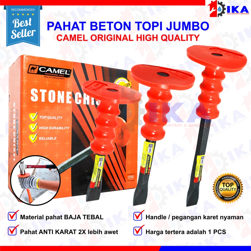 Camel Pahat Batu Beton Bulat Pipih Lancip  8 10 12 inch Pahat Topi Tembok ALAT PAHAT BETON 12 INCI TOPI KARET BESAR TEBAL PAHAT 8 INCH BETEL TEMBOK DINDING BETON