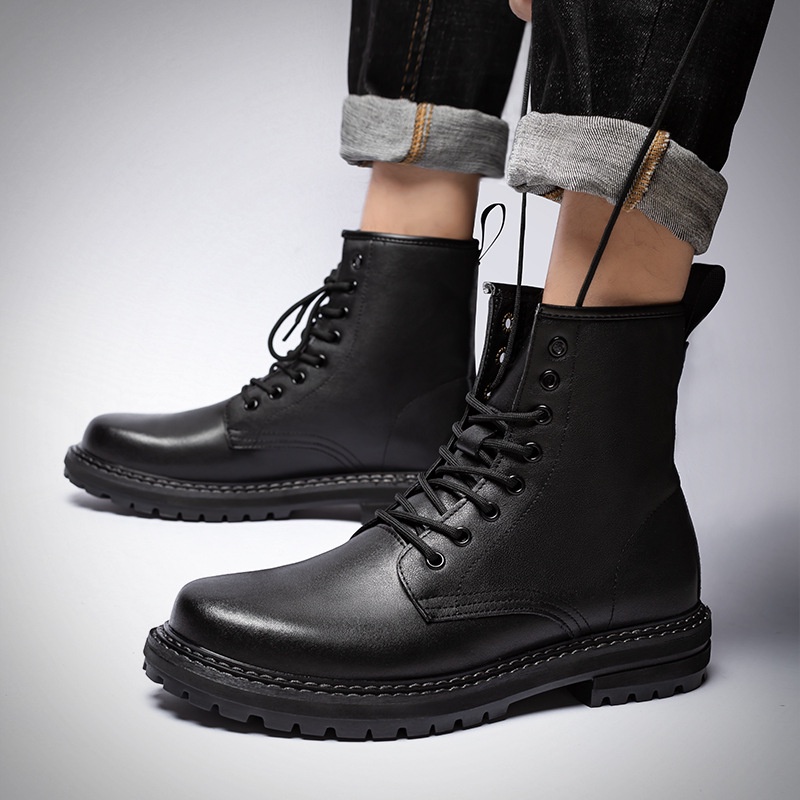 Martin Boot Dr. Martens Sepatu Pria Kulit Asli  Lapisan Bulu Tinggi  Sepatu Pria  Hangat Pria Kapas 