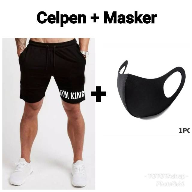 TOTOTAshop.Celpen GYM KING Free Masker ,celpen bahan babyterry premium motif sablon.real.pict