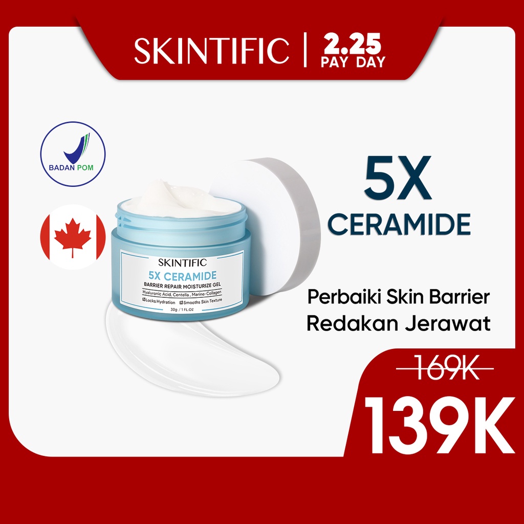 SKINTIFIC - 5X Ceramide Barrier Repair Moisturize Gel Moisturizer 30gr &amp; 6gr / Moisturizing SKINTIFIC - RETINOL MOISTURIZER SKINTIFIC