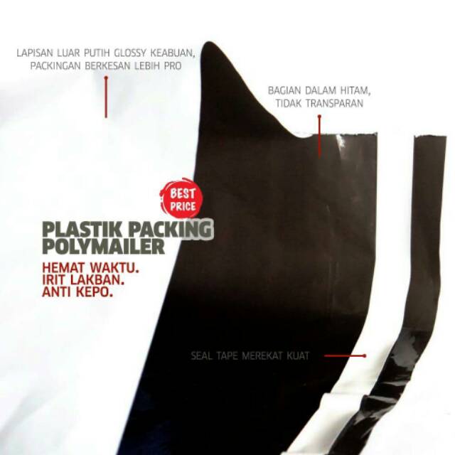 17 x 30cm Polymailer Polybag Kantong Amplop Plastik Packing (Isi 100)