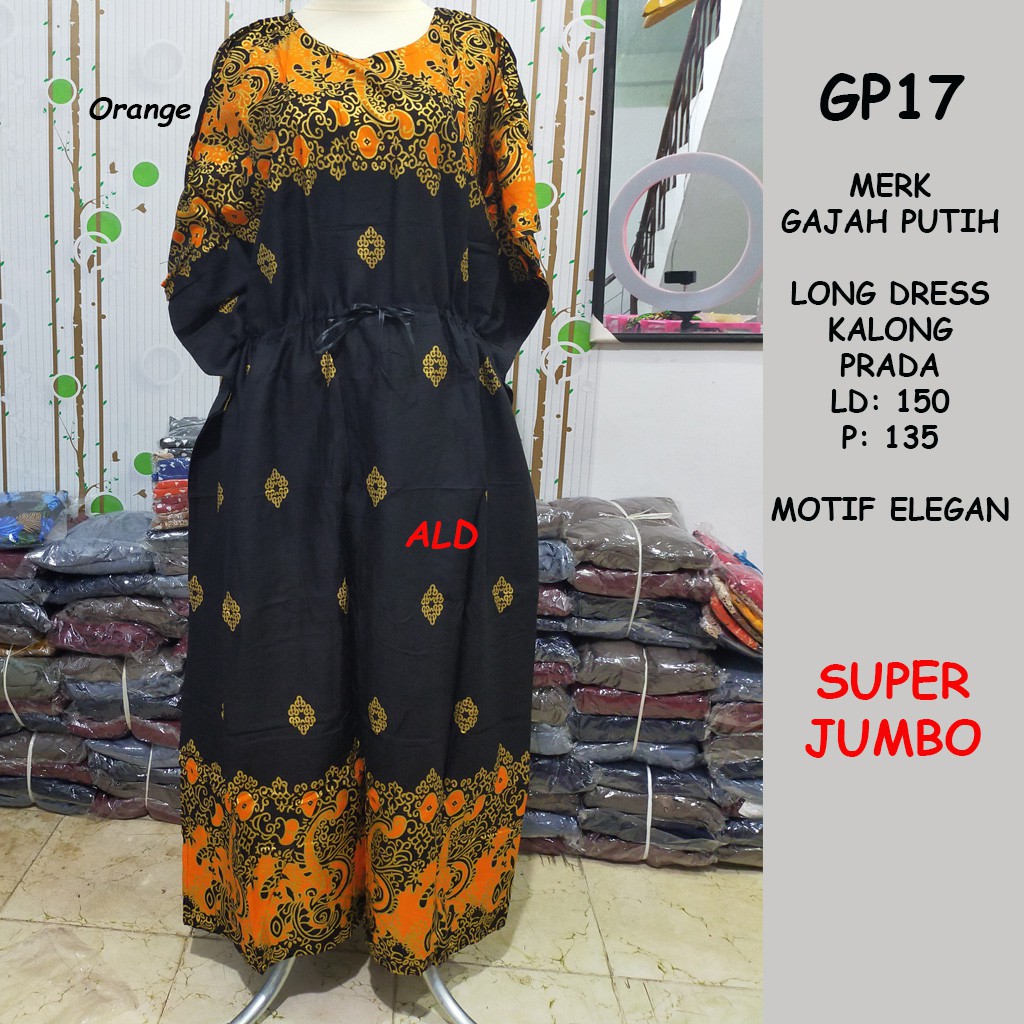 Long Dress Kalong Super Jumbo Prada Merk Gajah Putih Cantik Mewah Elegan GP17
