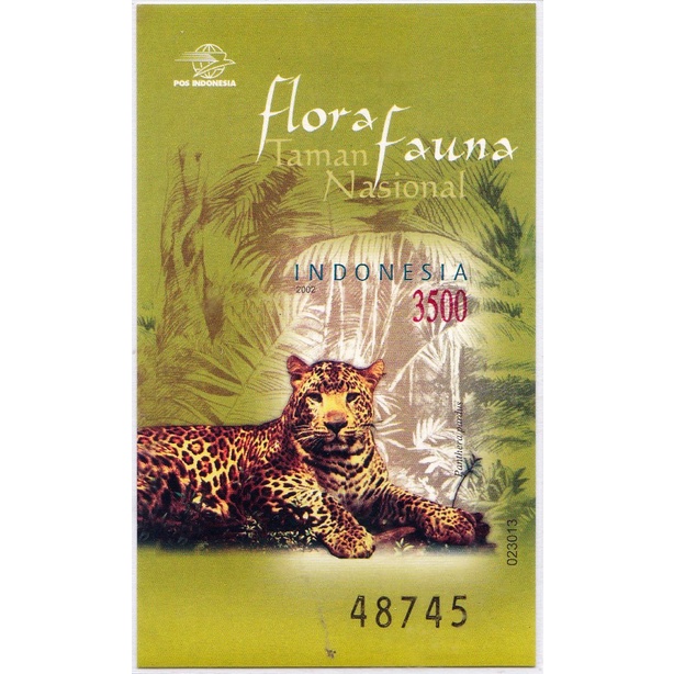 

Perangko Indonesia 2002 Leopard Taman Nasional Perforated Imperf Sheet MNH