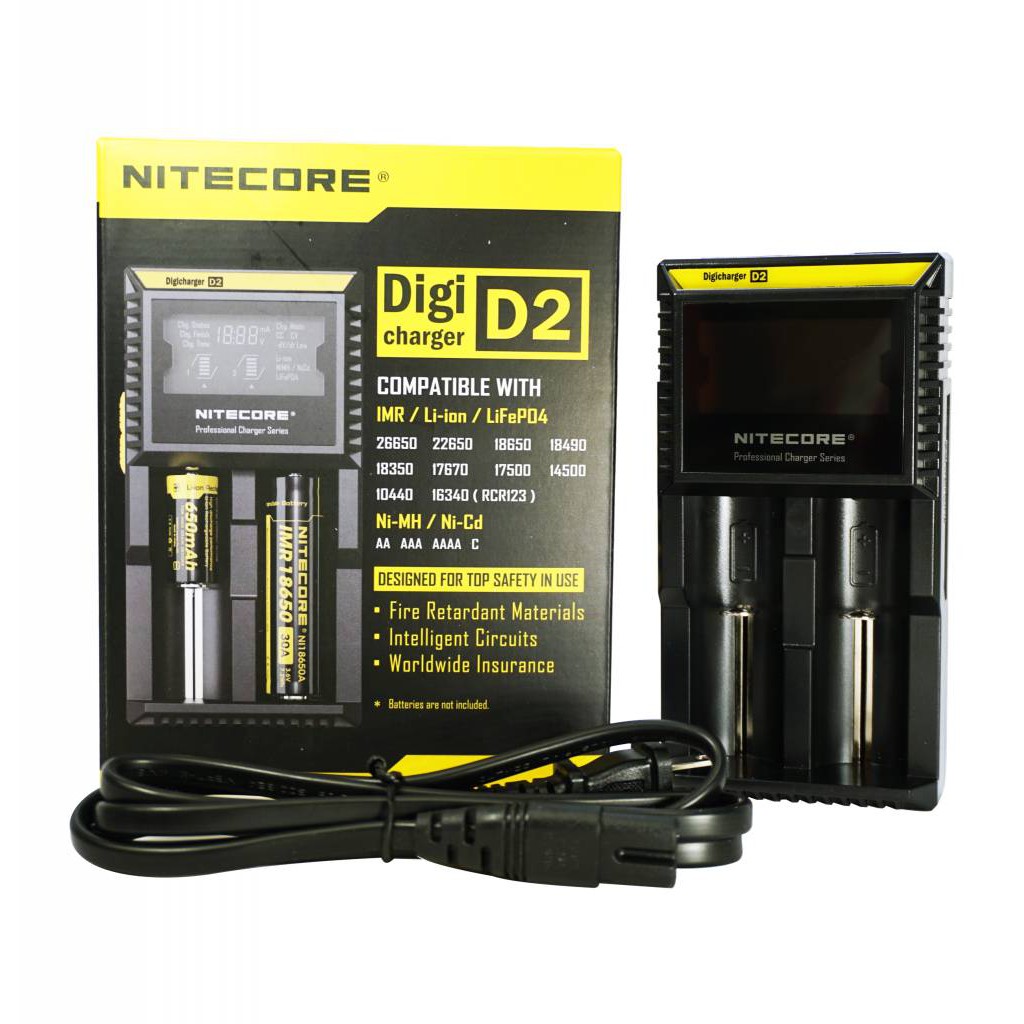 Nitecore D2 18650 charger battery baterai batre vape vapor Digi Charge Digital D 2 slot authentic