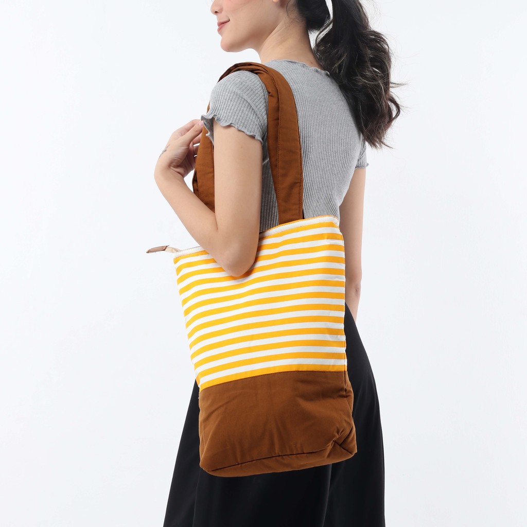 Tote Bag Kanvas Stripe Kuning