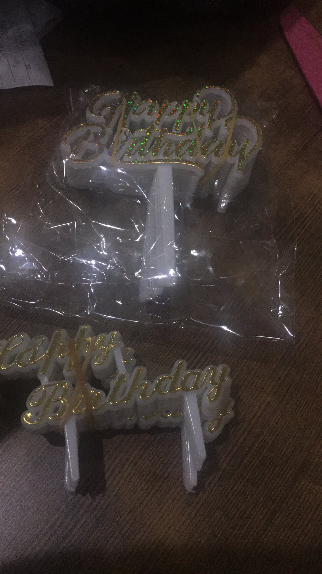 Tsk T97 - Hiasan Tusukan Kue Tulisan Happy Birthday Emas