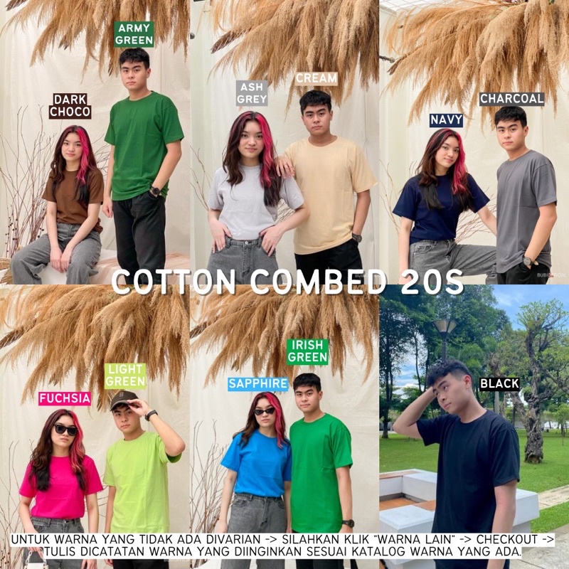 [TEBAL] KAOS POLOS COTTON COMBED 20S | PENDEK PRIA WANITA KATUN COMBED