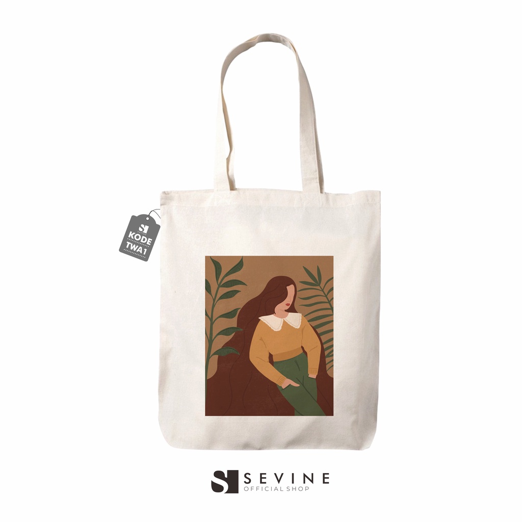 Sevine Tote Bag Resleting Tas Wanita Fashion Totebag Laptop Nordic Girl Aesthetic Art - TWA