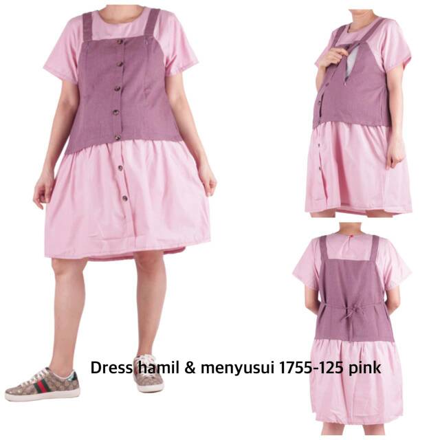 Baju hamil dres hamil dan menyusui 1755 pink