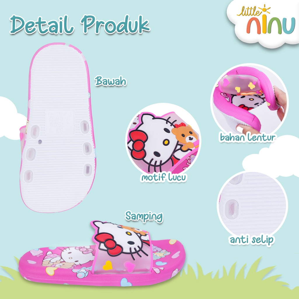 LITTLE NINU Sandal Jelly Anak Slip On Slipper Karakter Kitty