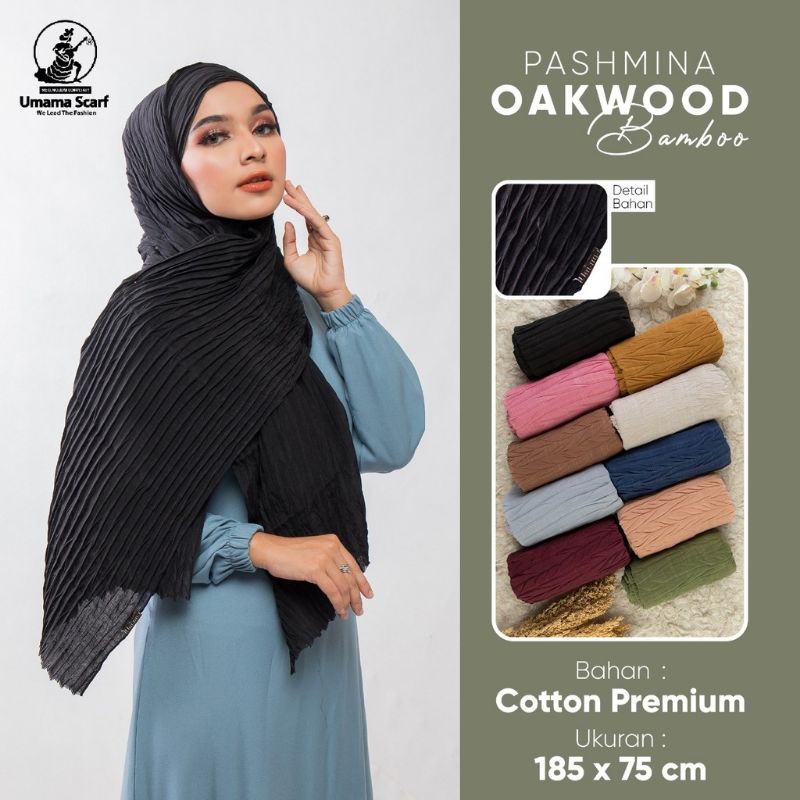 Pashmina Oakwood Plisket Umama 180x75cm/ Pashmina Plisket Oakwood/ Pashmina Plisket Padi Umama