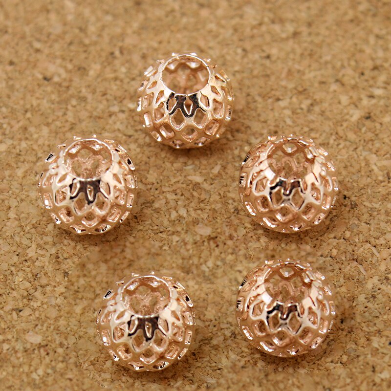 6 pcs 9x10mm Putaran Logam Beads Beads Longgar Untuk Perhiasan Membuat Temuan Kalung Gelang Anting Temuan