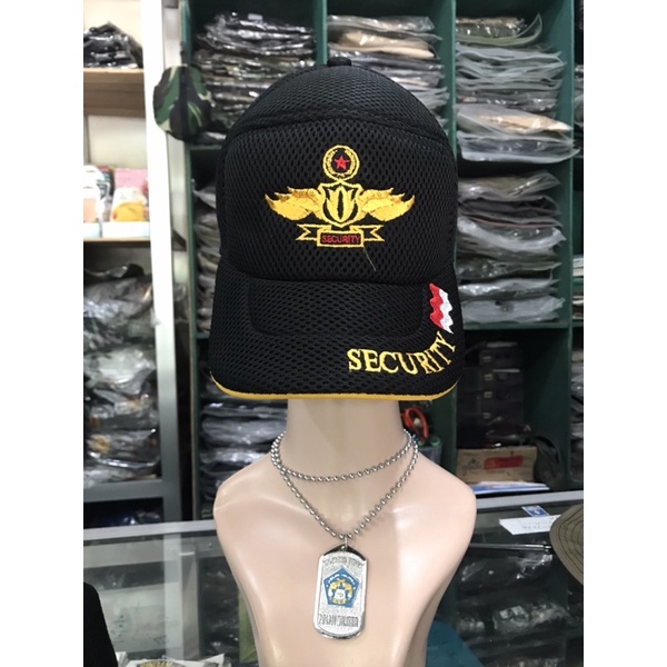 Topi Satpam Security Coklat jaring  , topi security